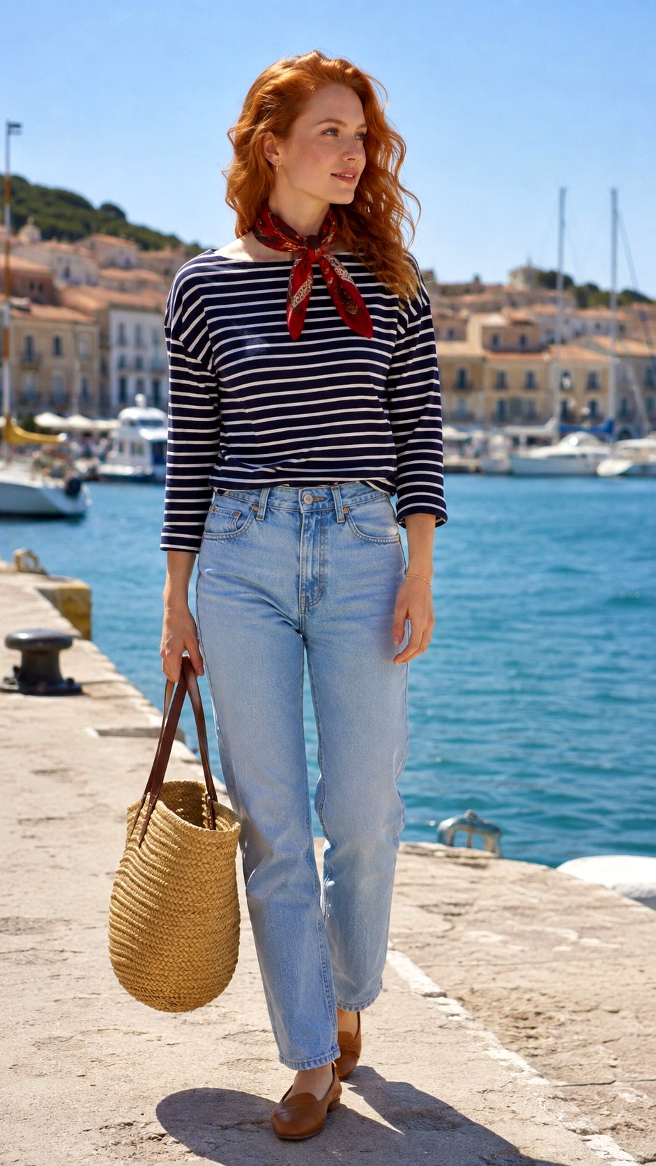 Breton Striped Shirt Light Wash Jeans - 25 Light Wash Jeans Outfit Ideas