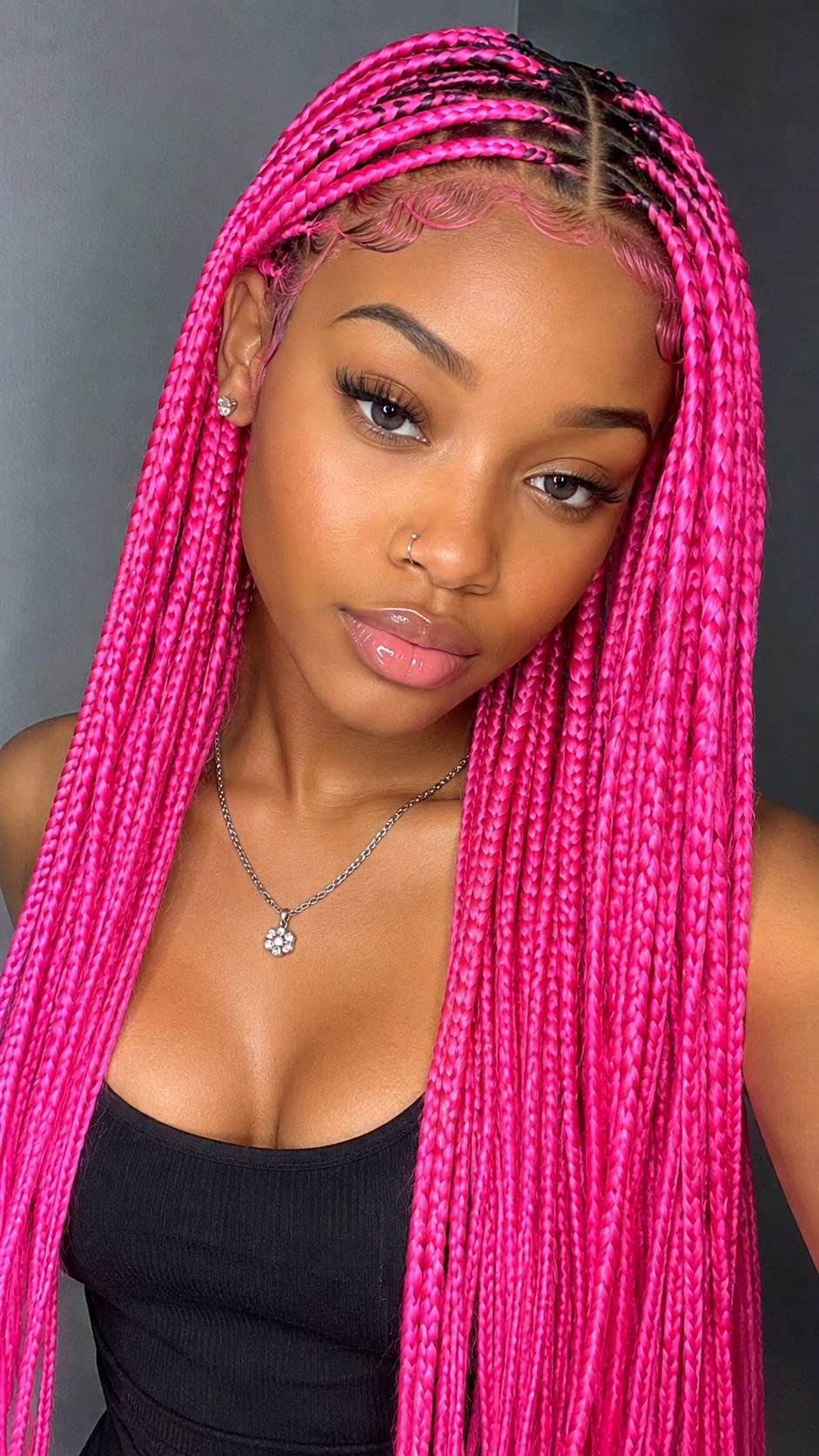 Bright Pink Box Braids - 23 hot pink hair color ideas