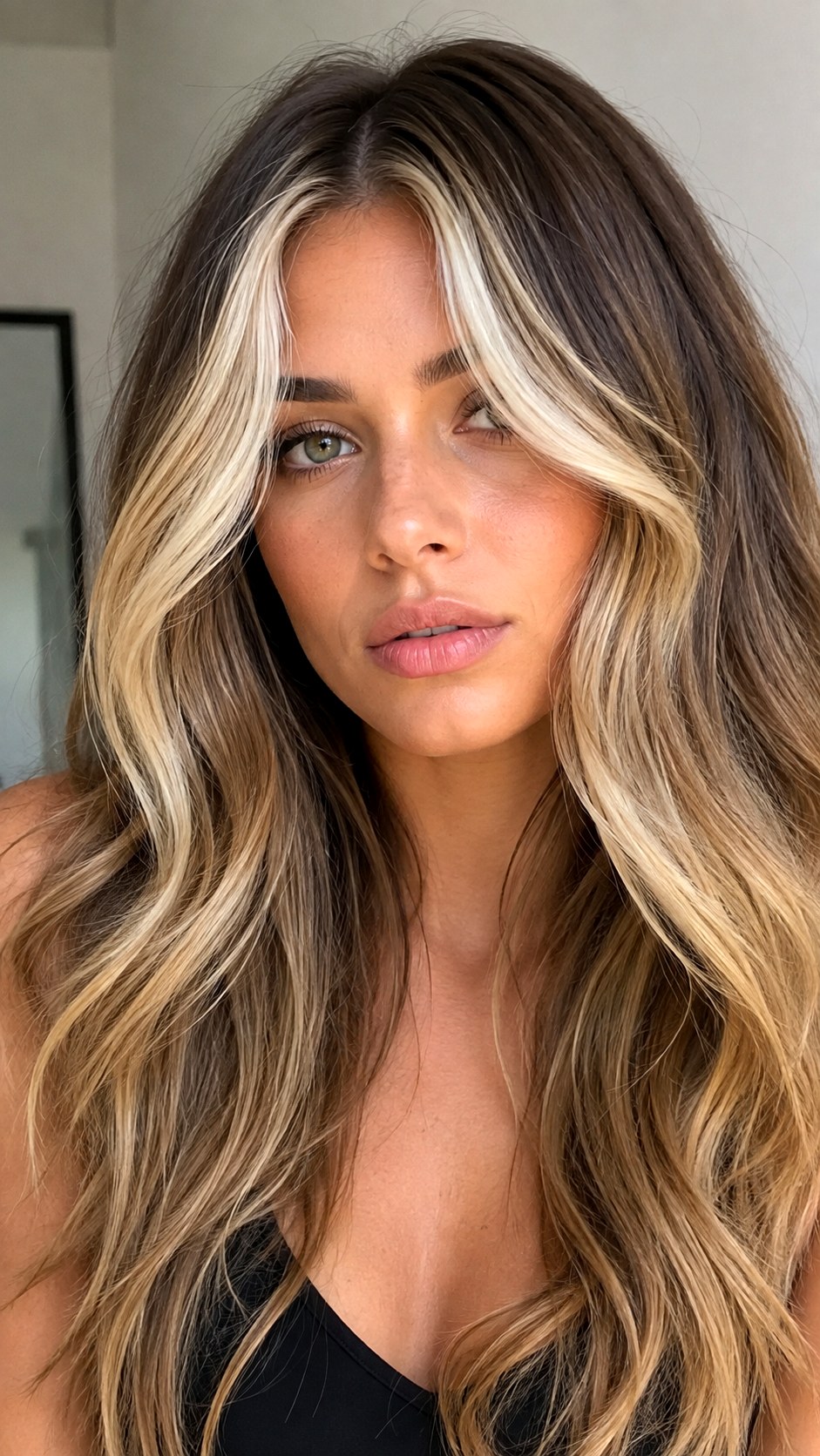 Bronde Money Piece Sweeping Fringe long curtain bangs - 22 Long Curtain Bangs Ideas
