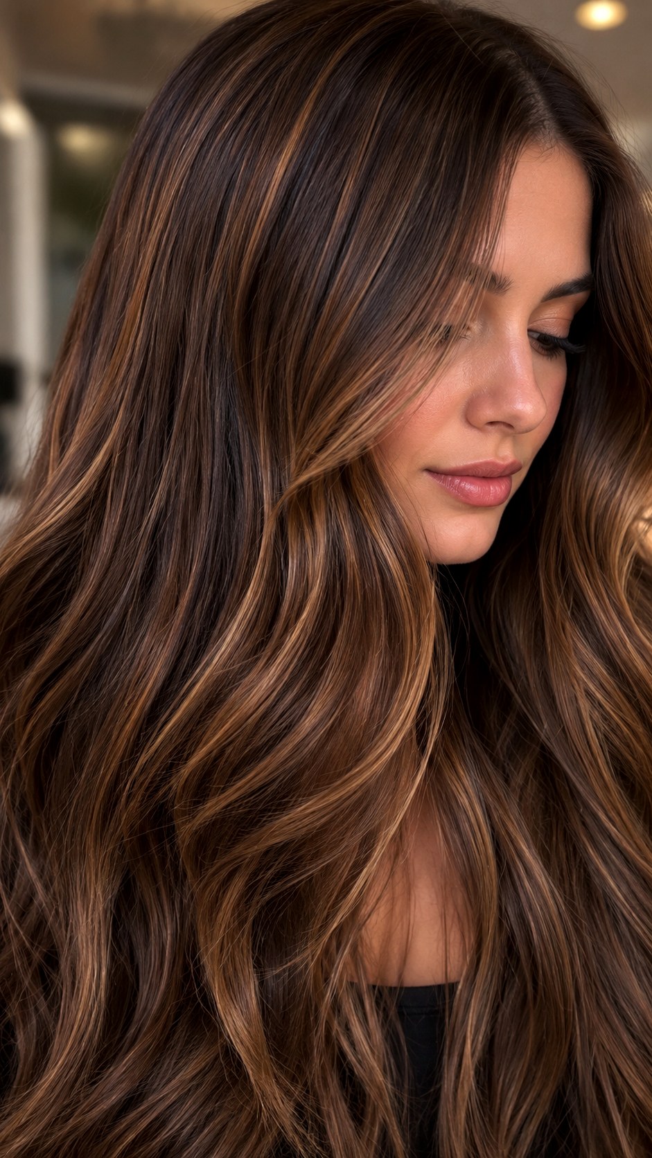 Bronze Melted Babylights - 25 long hair highlights ideas