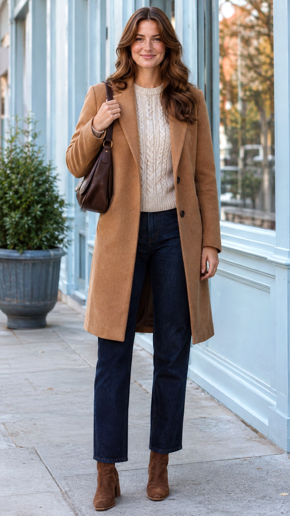 Brown Suede Boots With Straight Leg Jeans - 20 fall boots outfit ideas