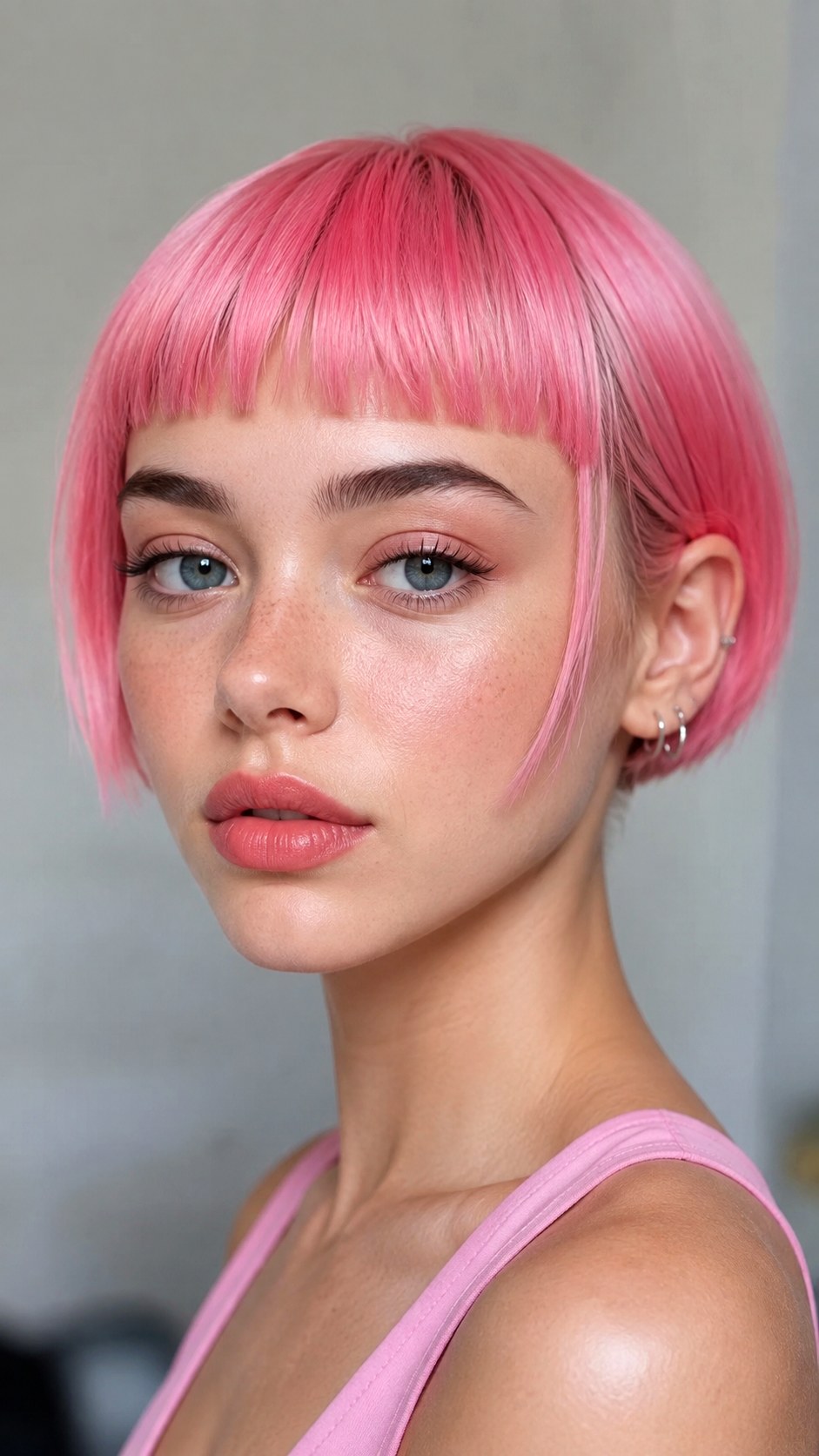 Bubblegum Pink Micro Fringe - 23 hot pink hair color ideas