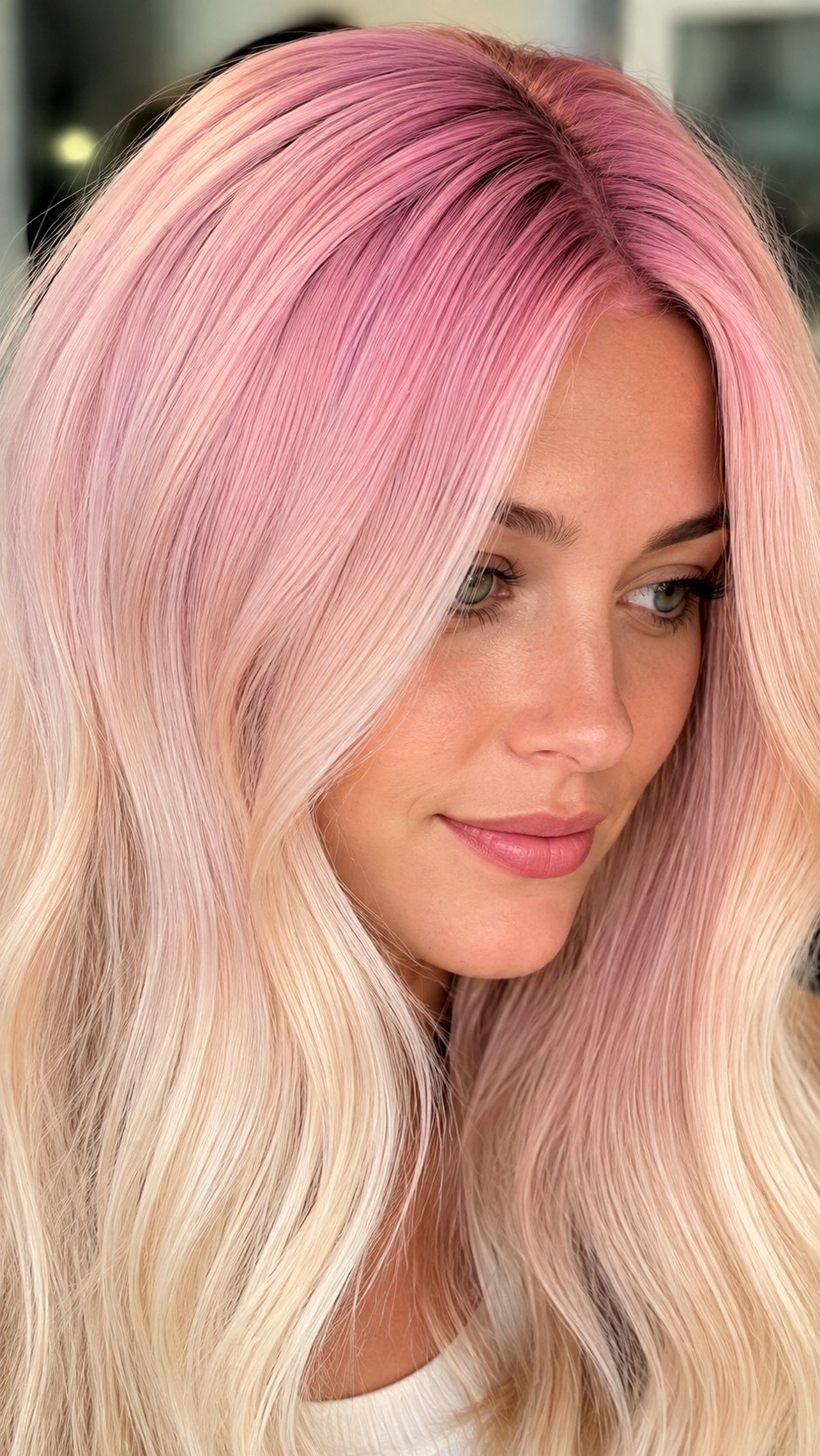 Bubblegum Pink Root Smudge highlights - 24 vivid hair color highlights ideas
