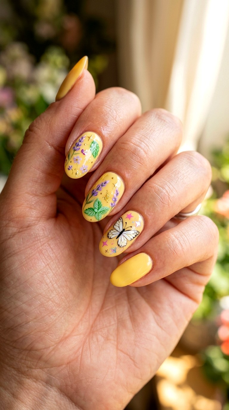 Butter Yellow Fairy Nails - 22 Whimsical pastel nail art ideas