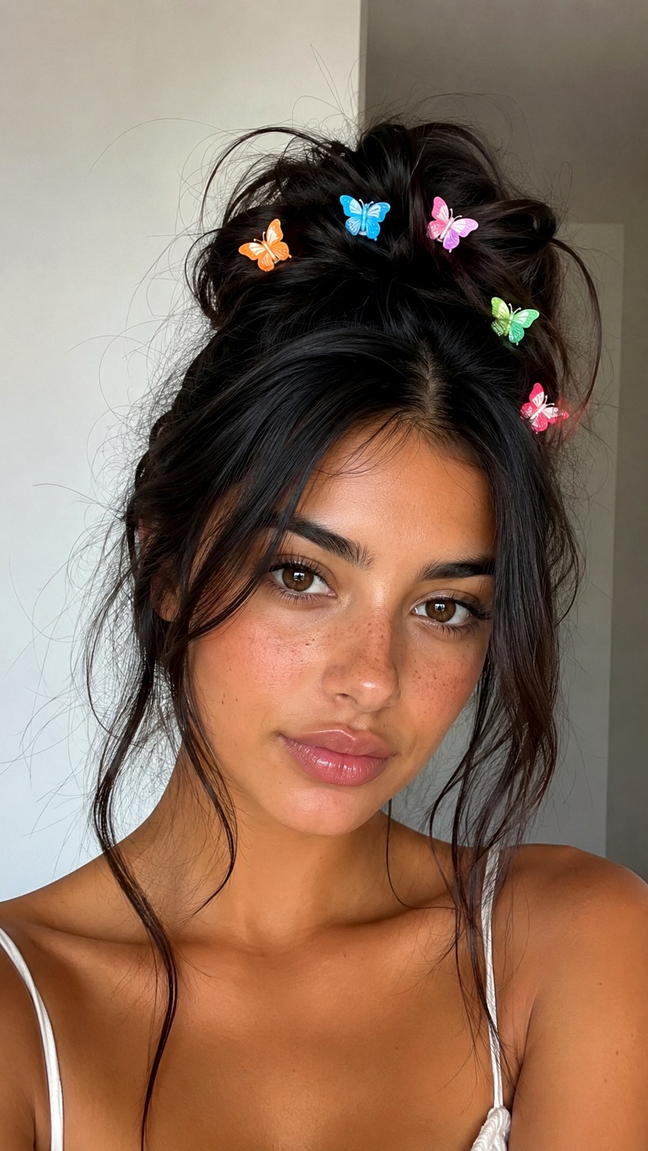 Butterfly Clip Messy Bun Magic - 25 y2k bun hairstyle ideas