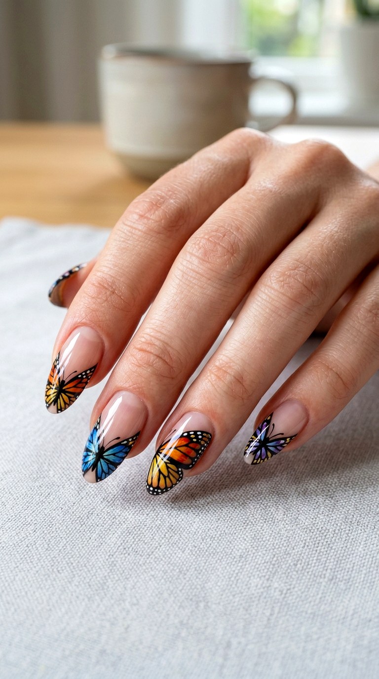 Butterfly French Tips - 23 teen nail ideas