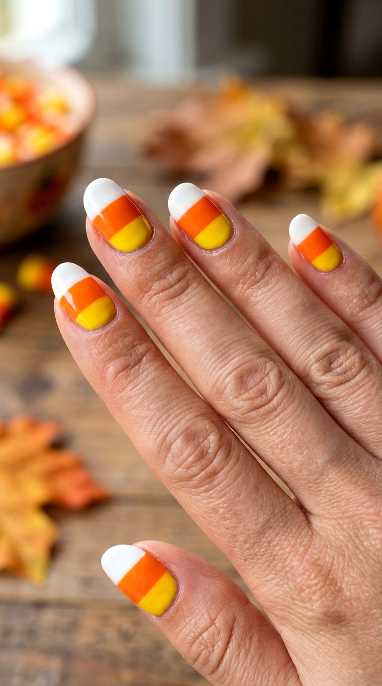 Candy Corn Nails - 25 spooky nail ideas
