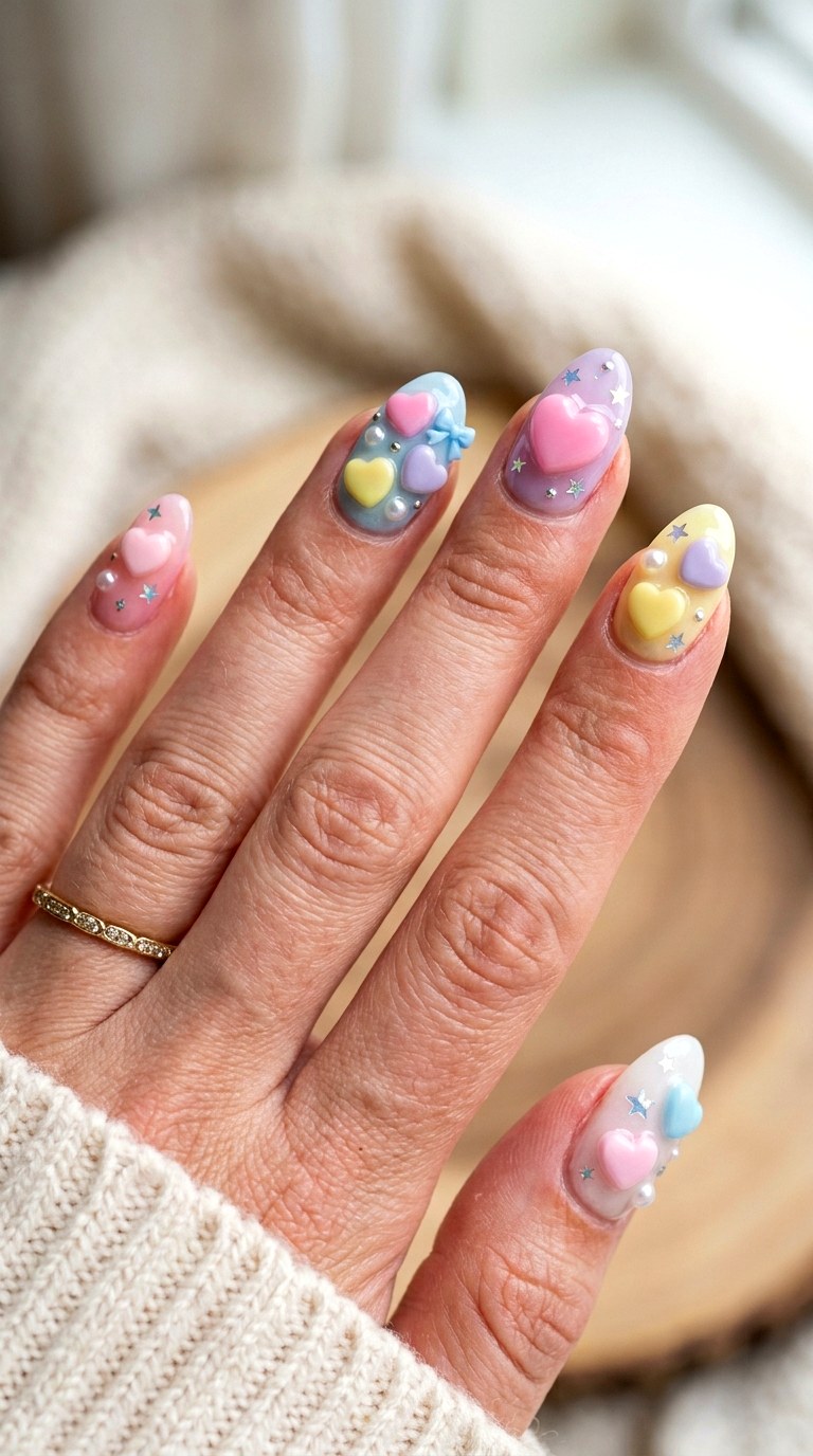 Candy Heart Wish Nails - 23 handmade wish core nail ideas