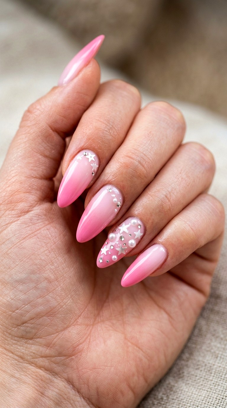 Candy Pink Ombre Acrylics - 23 girly acrylic nail ideas