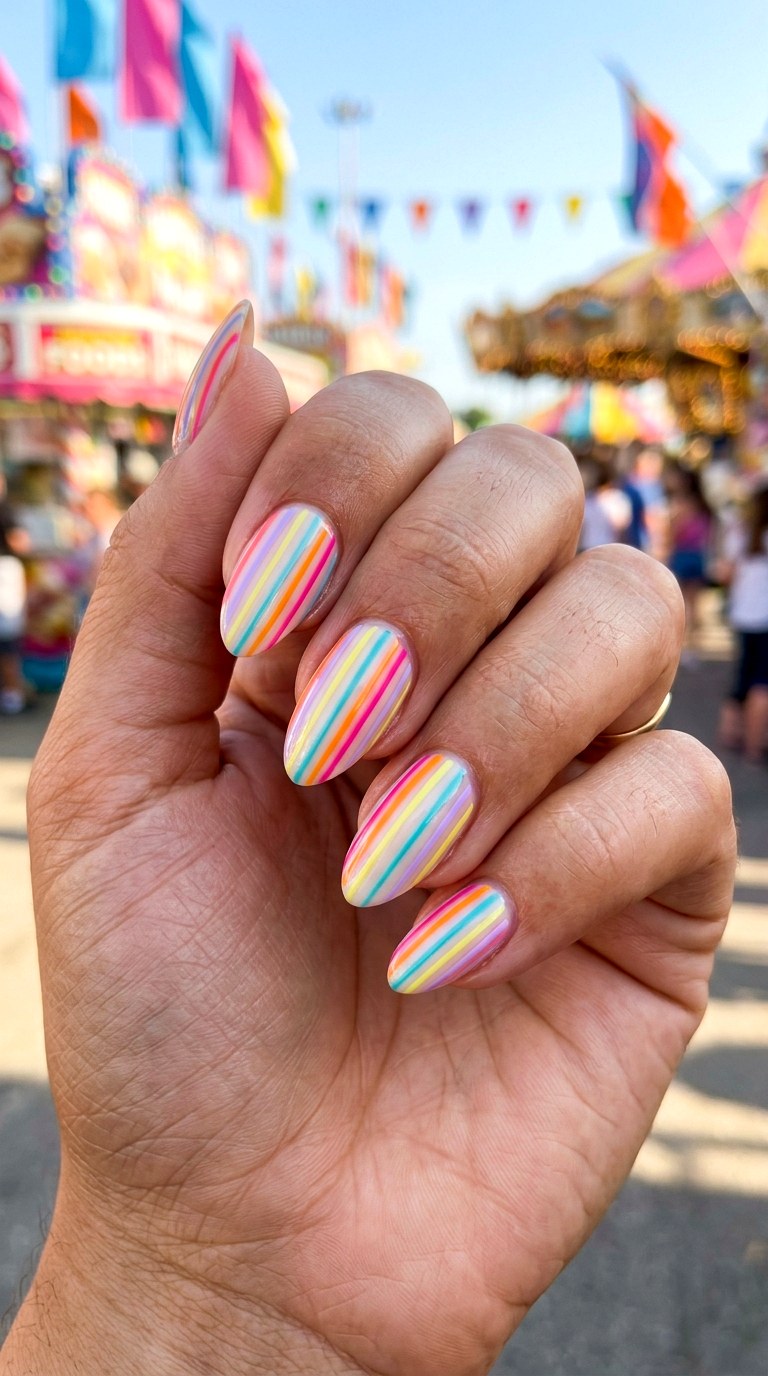 Candy Stripe Summer Nails - 25 cute summer nail ideas