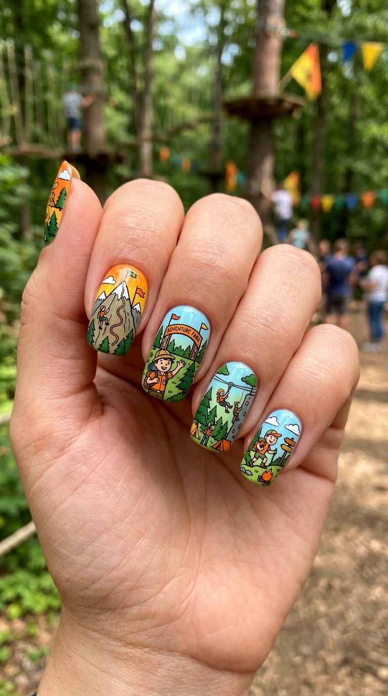Cartoon Adventure Park Nails - 25 cartoon Park nail ideas