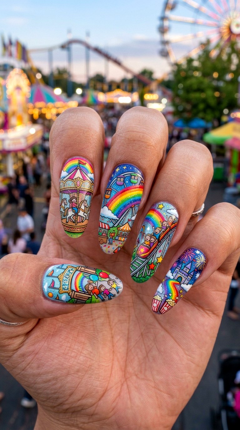 Cartoon Park Rainbow Finale Nails - 25 cartoon Park nail ideas