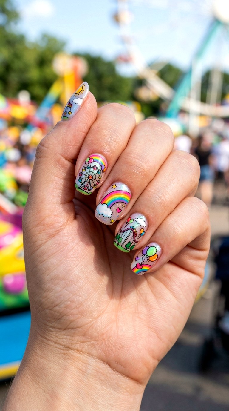 Cartoon Rainbow Park Nails - 25 cartoon Park nail ideas