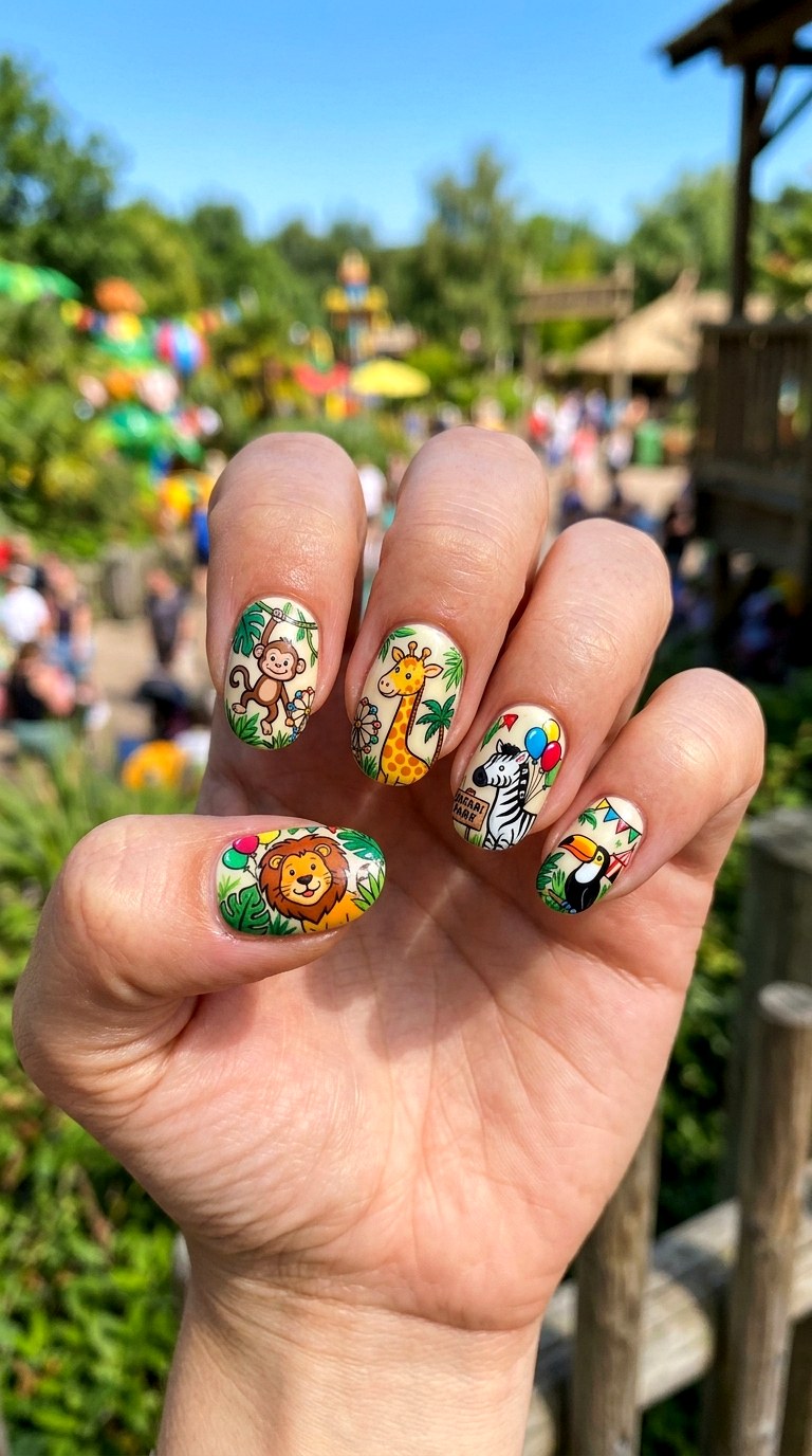 Cartoon Safari Park Nails - 25 cartoon Park nail ideas