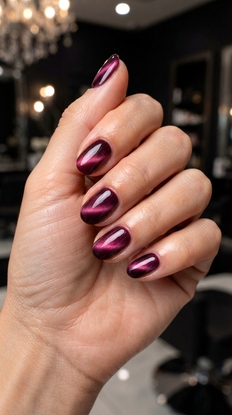 Cat Eye Velvet Oval Nails - 24 oval short nail ideas