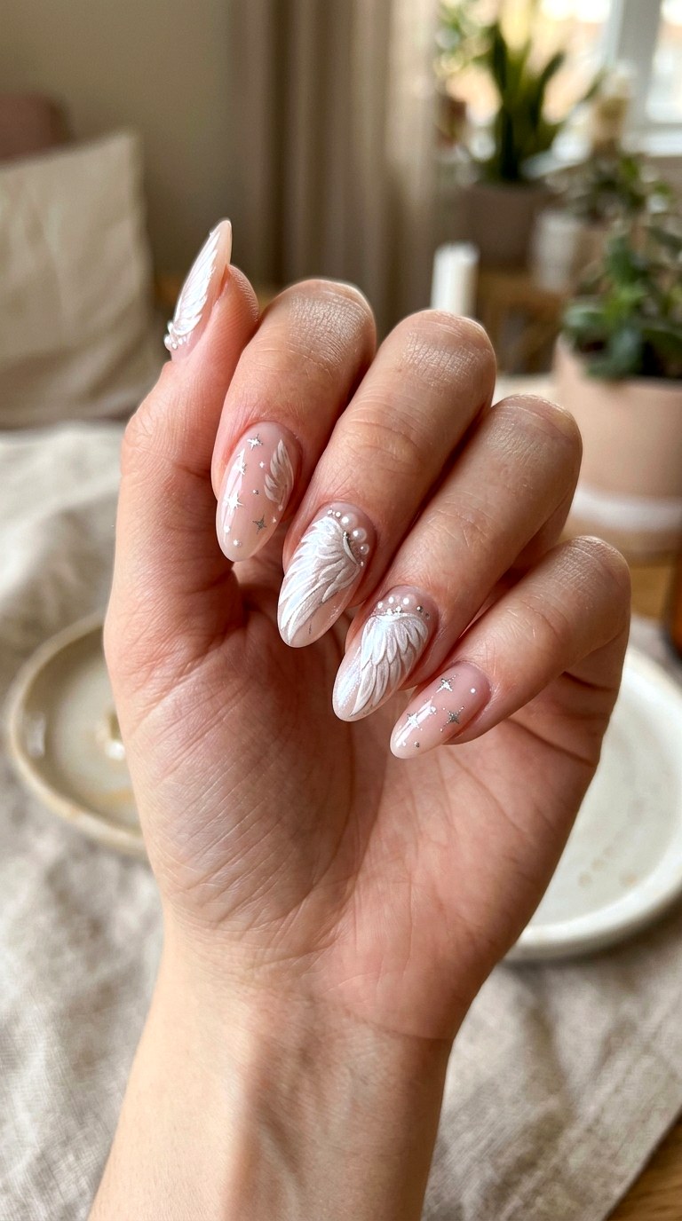Celestial Silver Charm Nails - 23 handmade wish core nail ideas