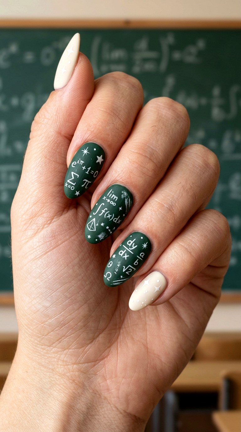 Chalkboard Green Nail Art - 25 back to school nail ideas