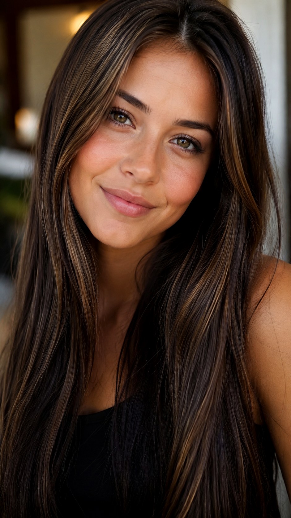 Chestnut Finely Woven Highlights - 25 long hair highlights ideas