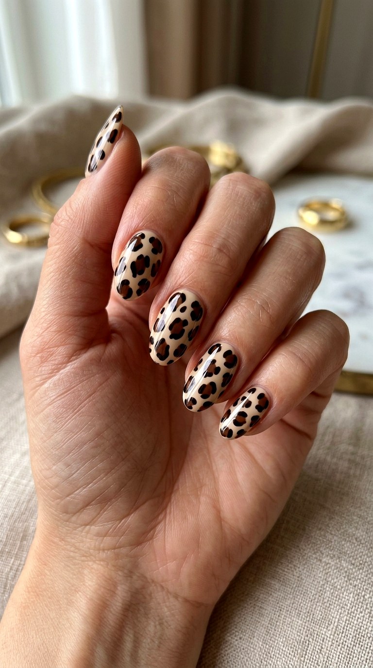 Chocolate Brown Cheetah Design - 20 Modern cheetah print nail design ideas