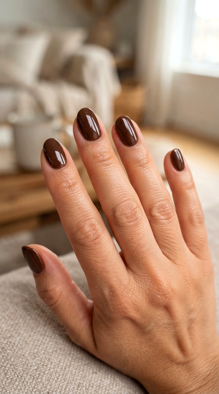 Chocolate Brown Oval Nails - 24 oval short nail ideas