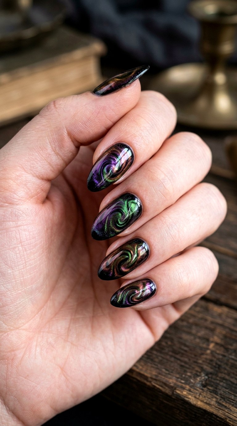 Chrome Cauldron Halloween Nails - 20 halloween nail art ideas