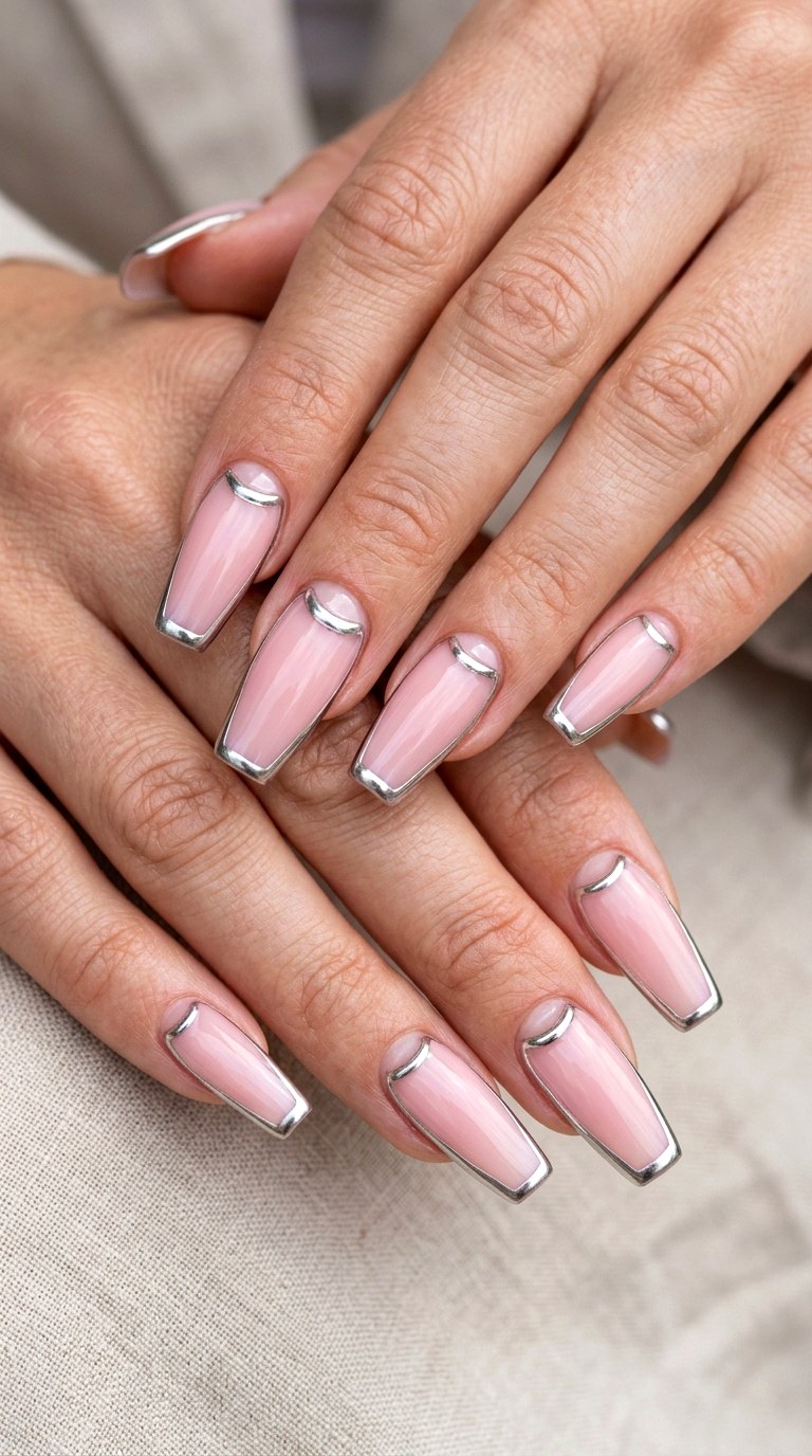 Chrome Cuff Outline Nails - 20 luxury Chrome outline nail ideas