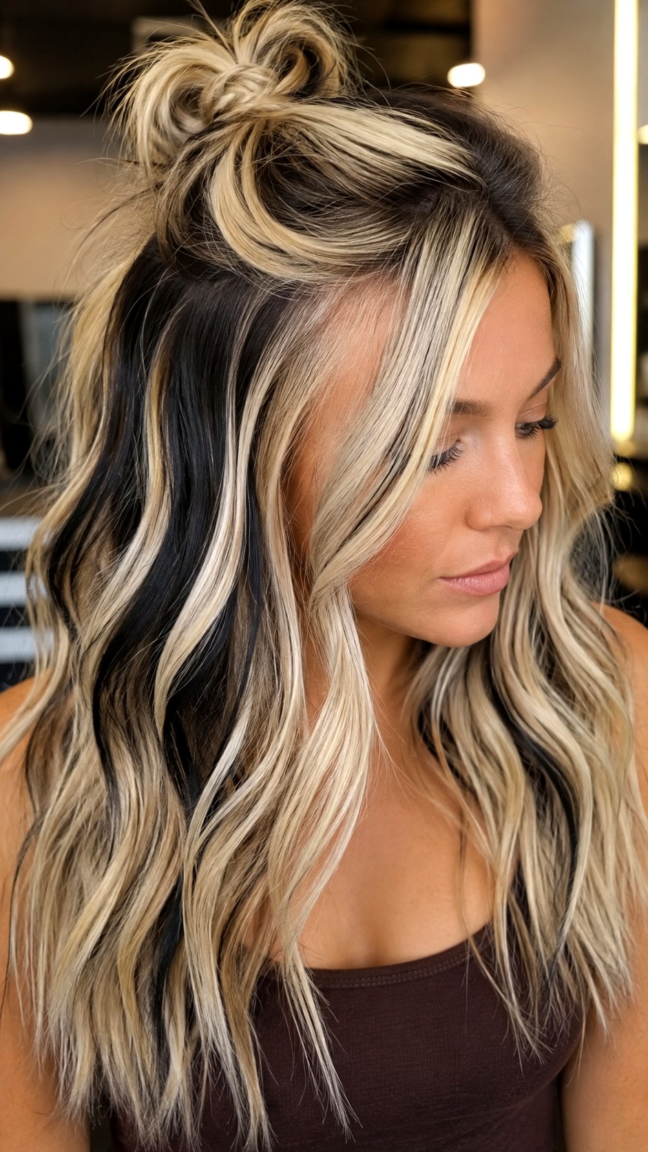 Chunky Black Highlights for Blonde Hair - 23 black color highlights ideas
