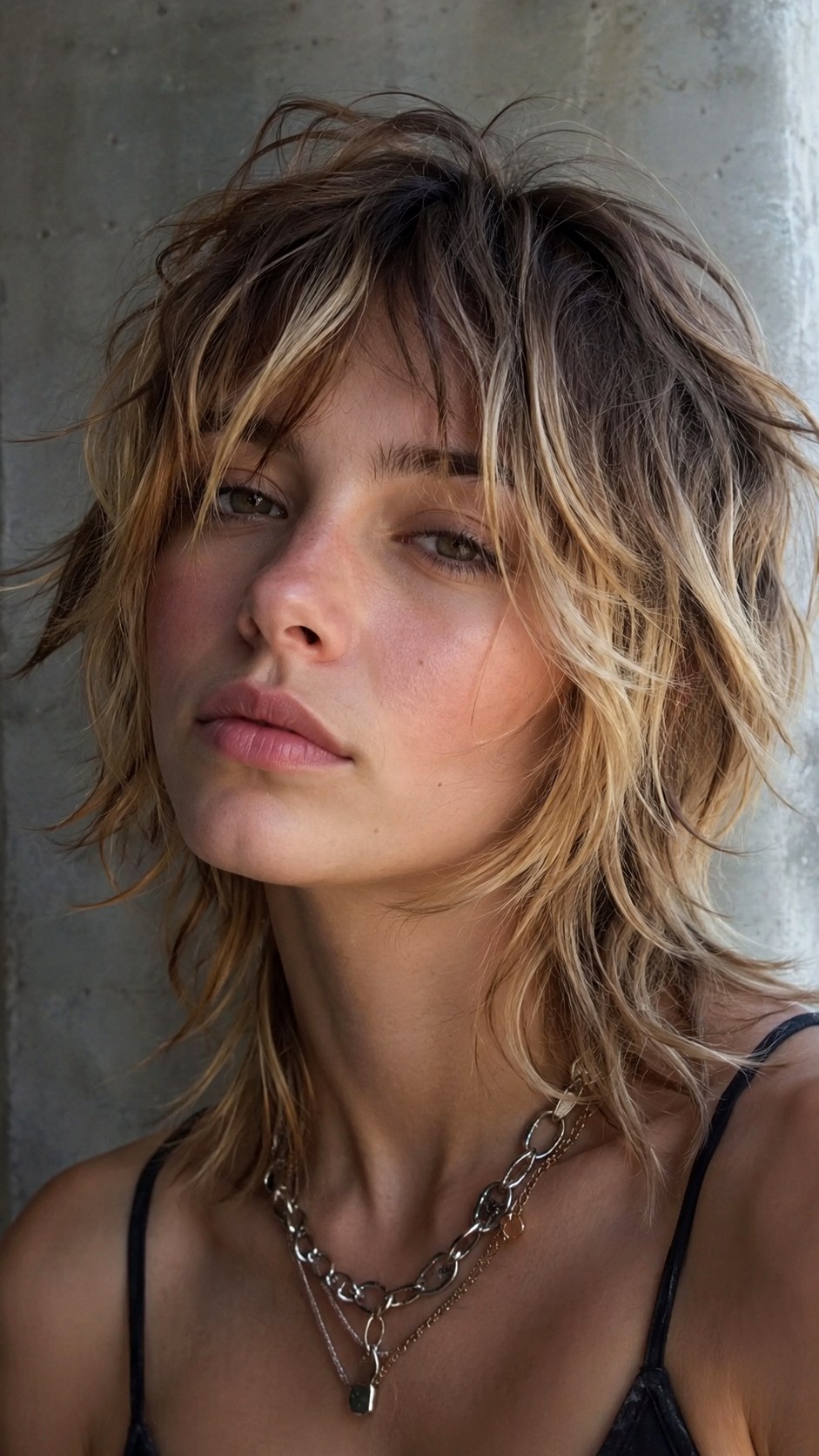 Chunky Ribbons in Wavy Wolf Cut - 23 wavy hair highlights ideas