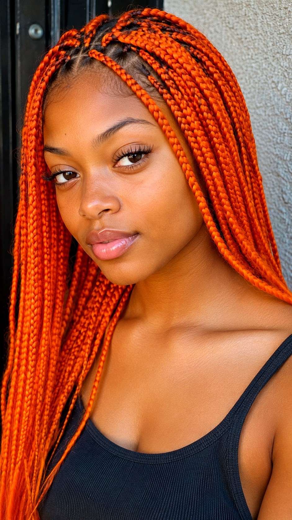 Citrus Orange Box Braids - 22 vivid hair color ideas