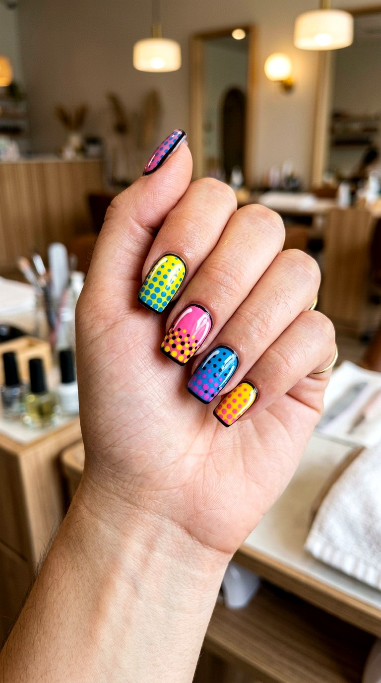Classic Comic Dot Nails - 20 Y2K comic nails design ideas