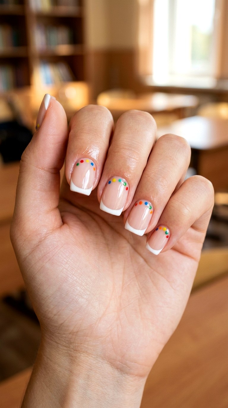 Classic French School Tips - 23 first day of school nail ideas