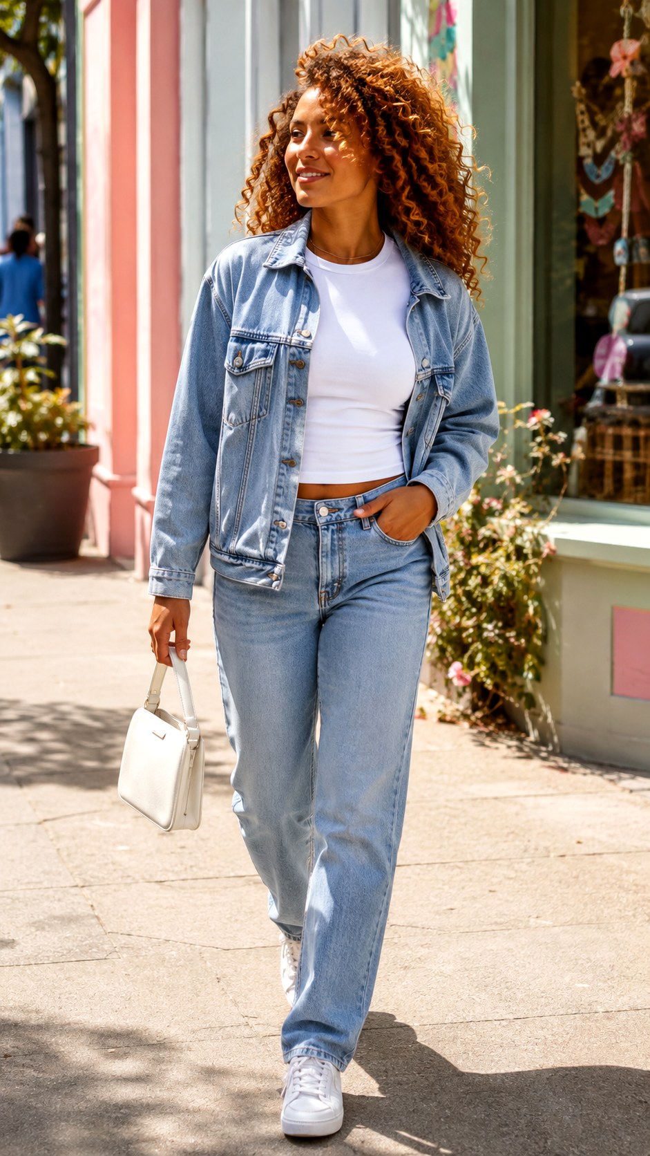 Classic Light Wash Denim Jacket Set - 20 Double Denim Outfit Ideas