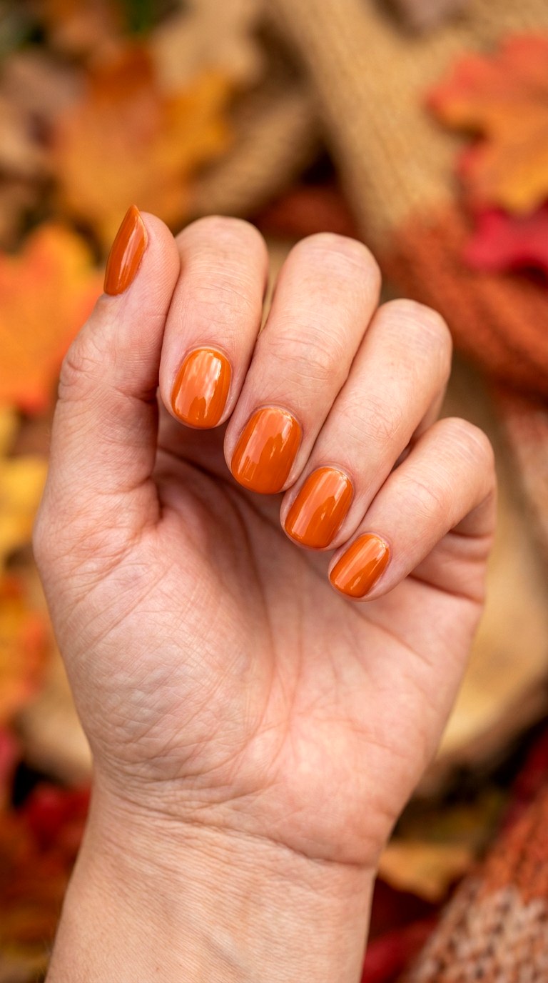 Classic Pumpkin Orange Nails - 23 simple halloween nail ideas