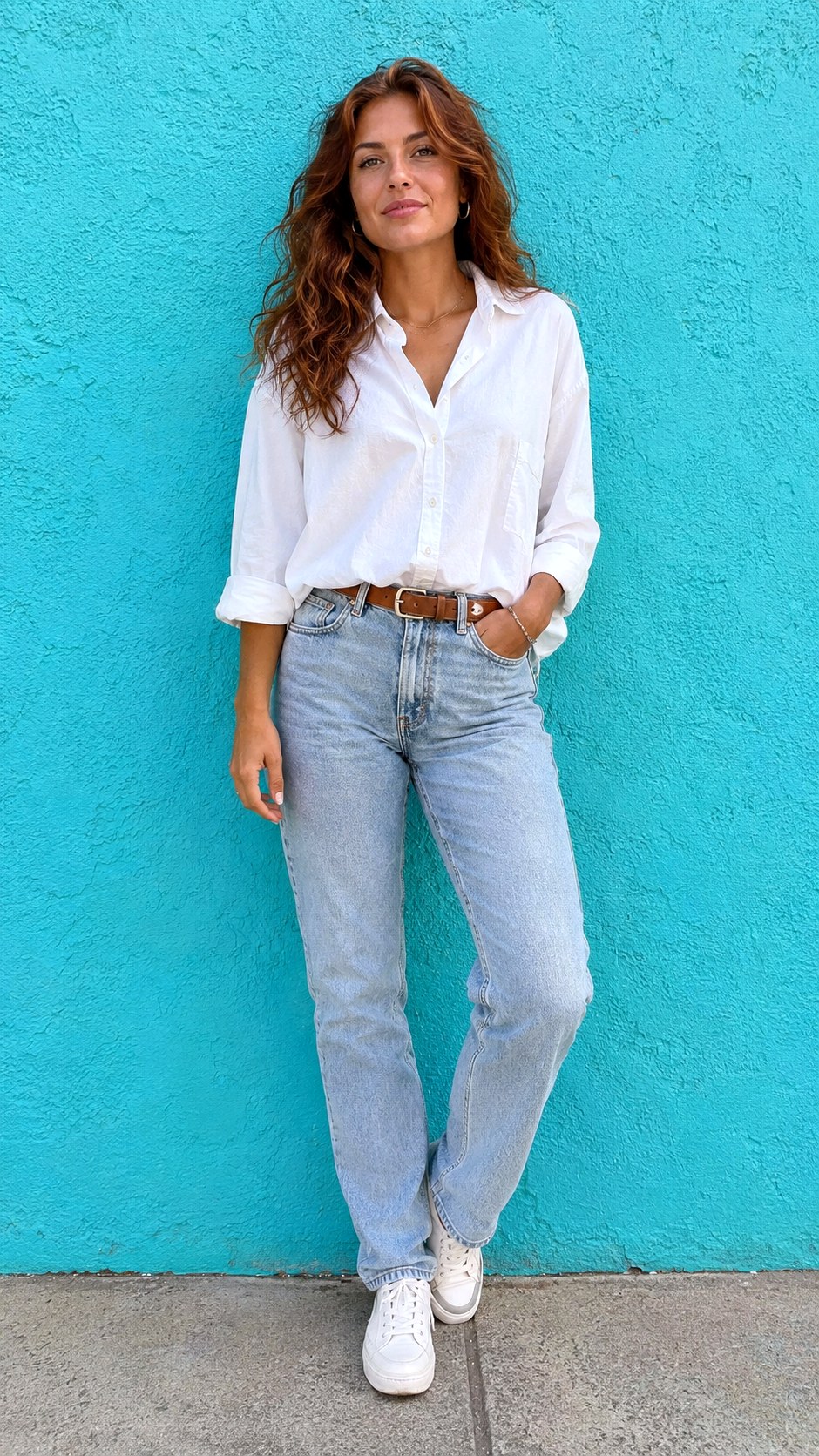Classic White Button Down Light Wash Jeans - 25 Light Wash Jeans Outfit Ideas