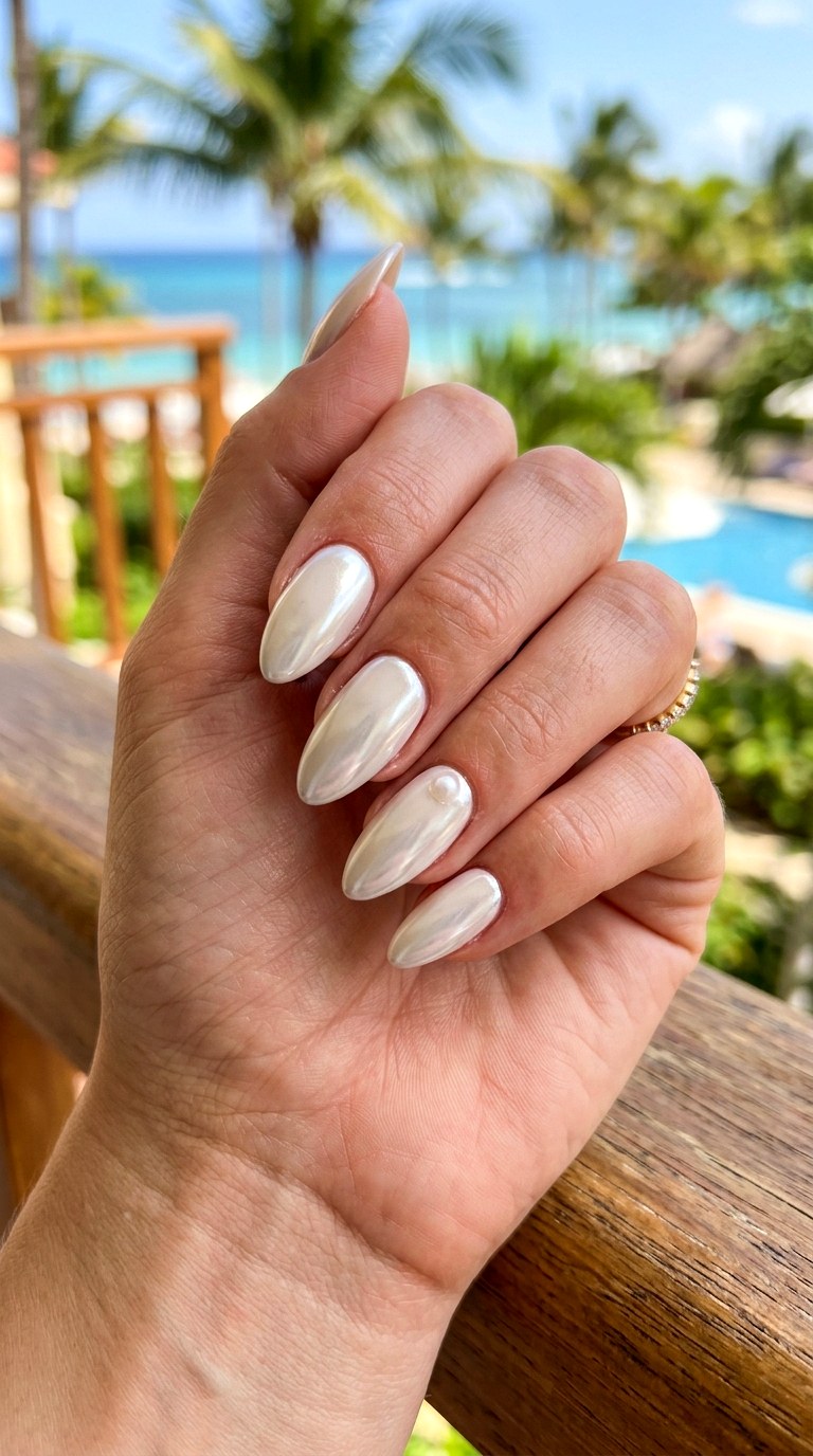 Coconut Chrome Glow - 25 cute summer nail ideas