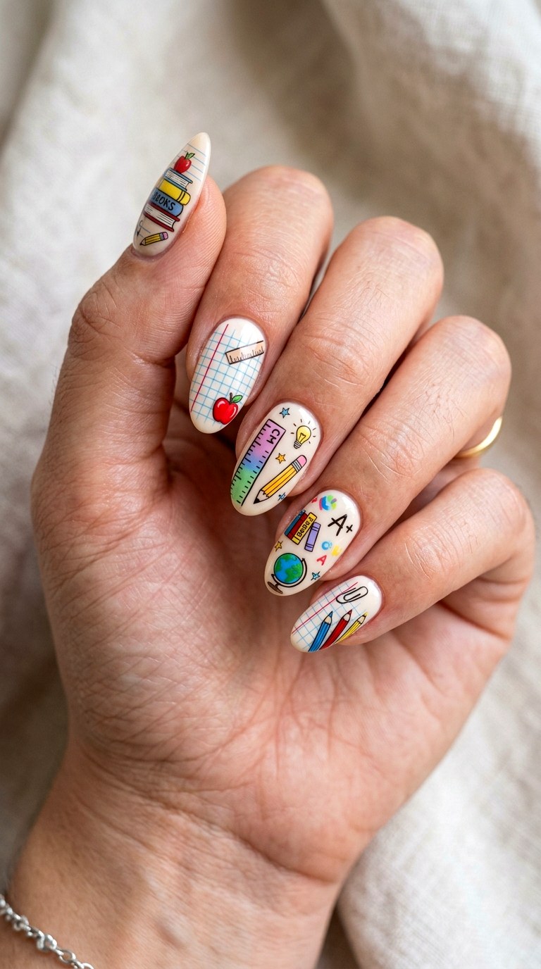 Complete School Supply Mix - 23 cute back to school nail ideas