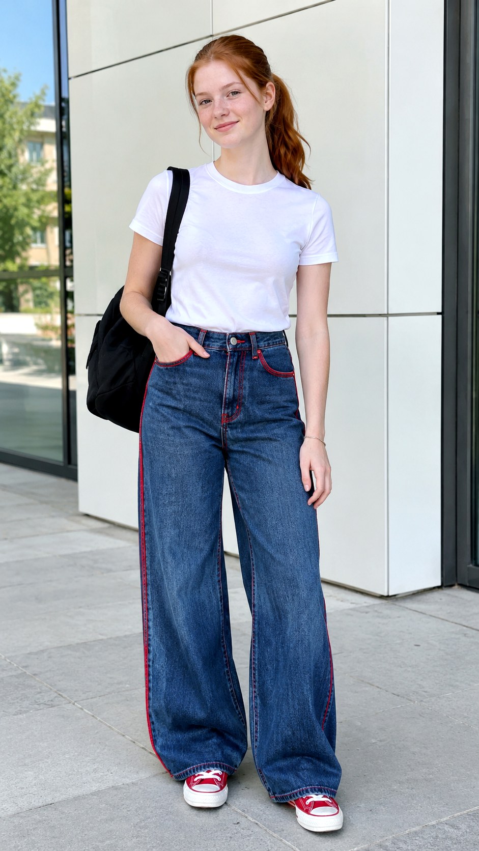 Contrast Stitch Outline Denim - 24 acrylic painted wide leg jeans ideas