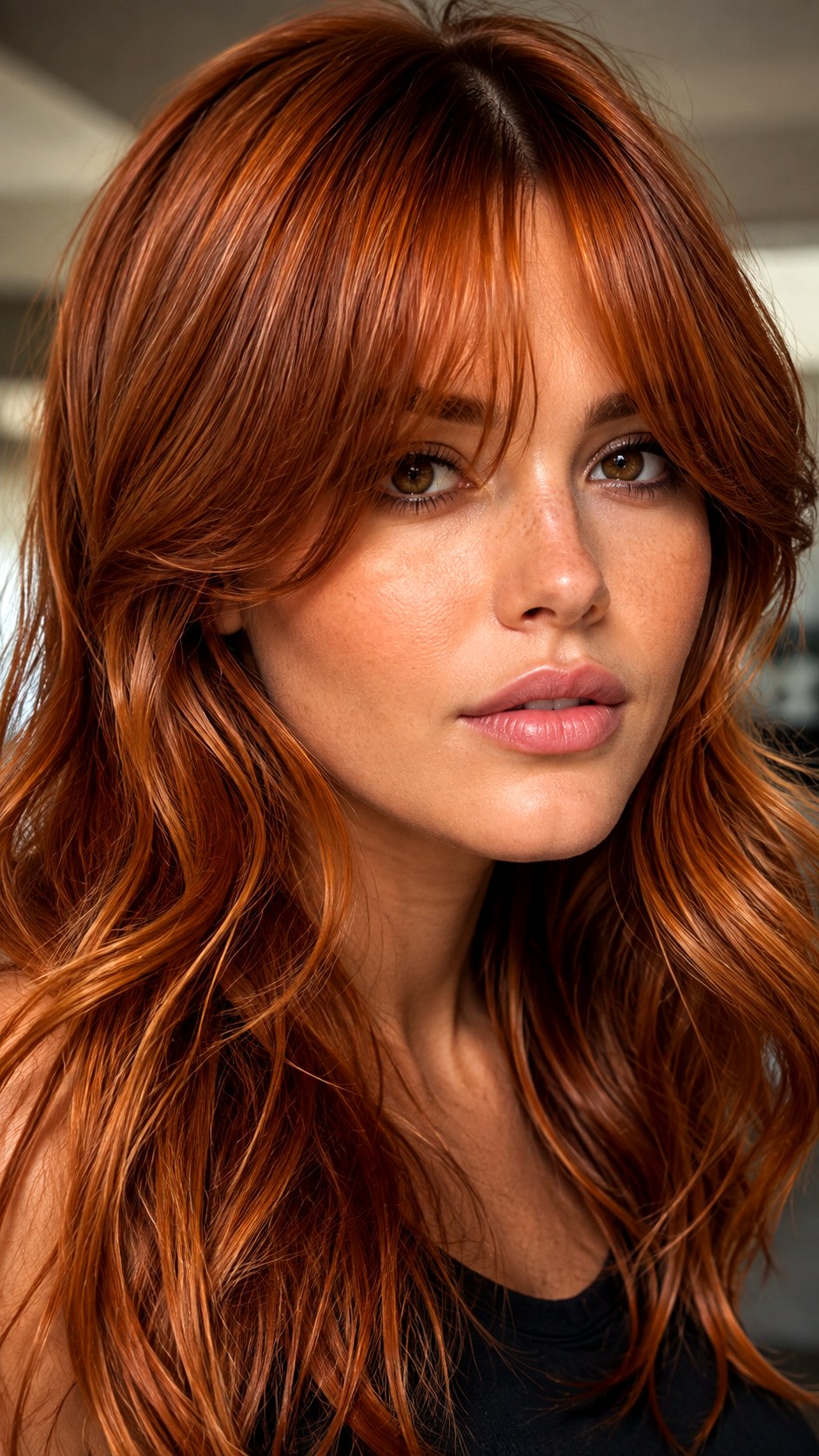 Copper Toned Curtain Bangs - 24 Face Framing Curtain Bangs Ideas