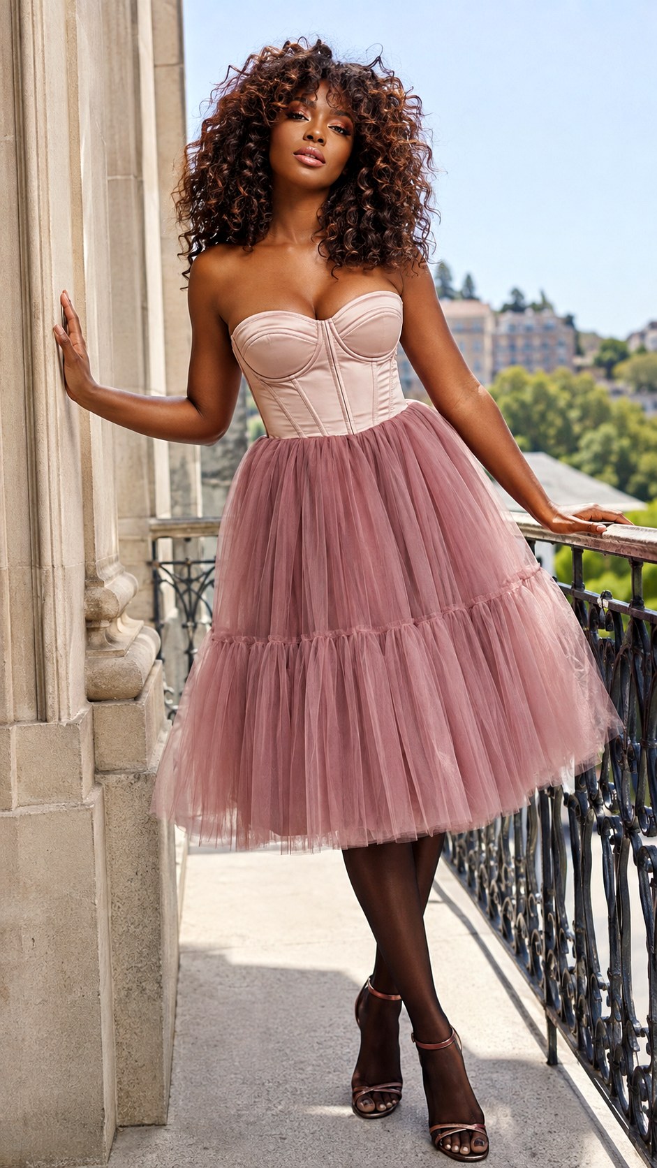 Corset Top and Tulle Skirt with Tights - 23 Skirt with Tights Outfit Ideas
