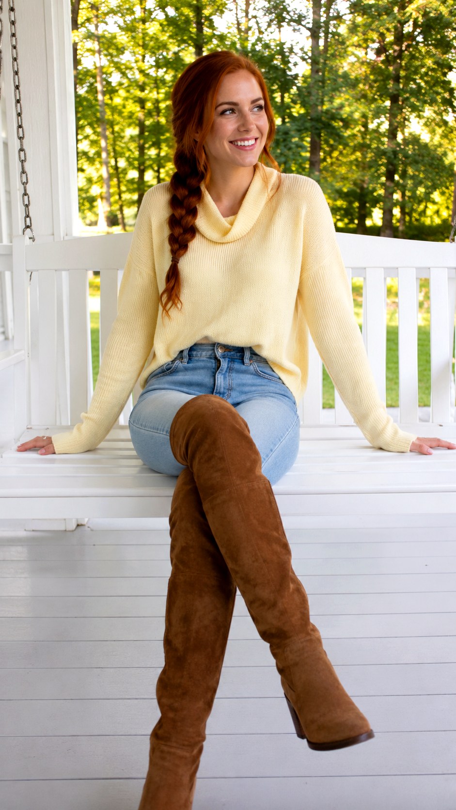 Cowl Neck Sweater Light Wash Jeans - 25 Light Wash Jeans Outfit Ideas