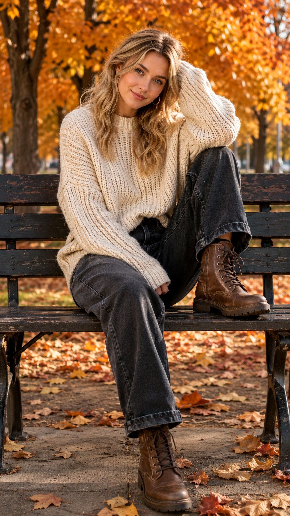Cozy Oversized Sweater Black Washed Jeans - 20 Black Washed Jeans outfit Ideas