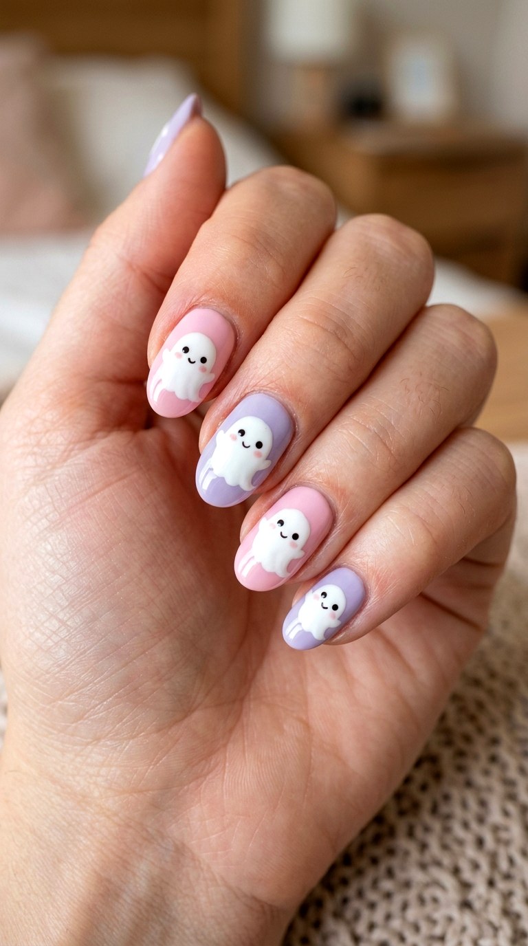 Creepy Cute Ghost Nails - 24 halloween nail ideas