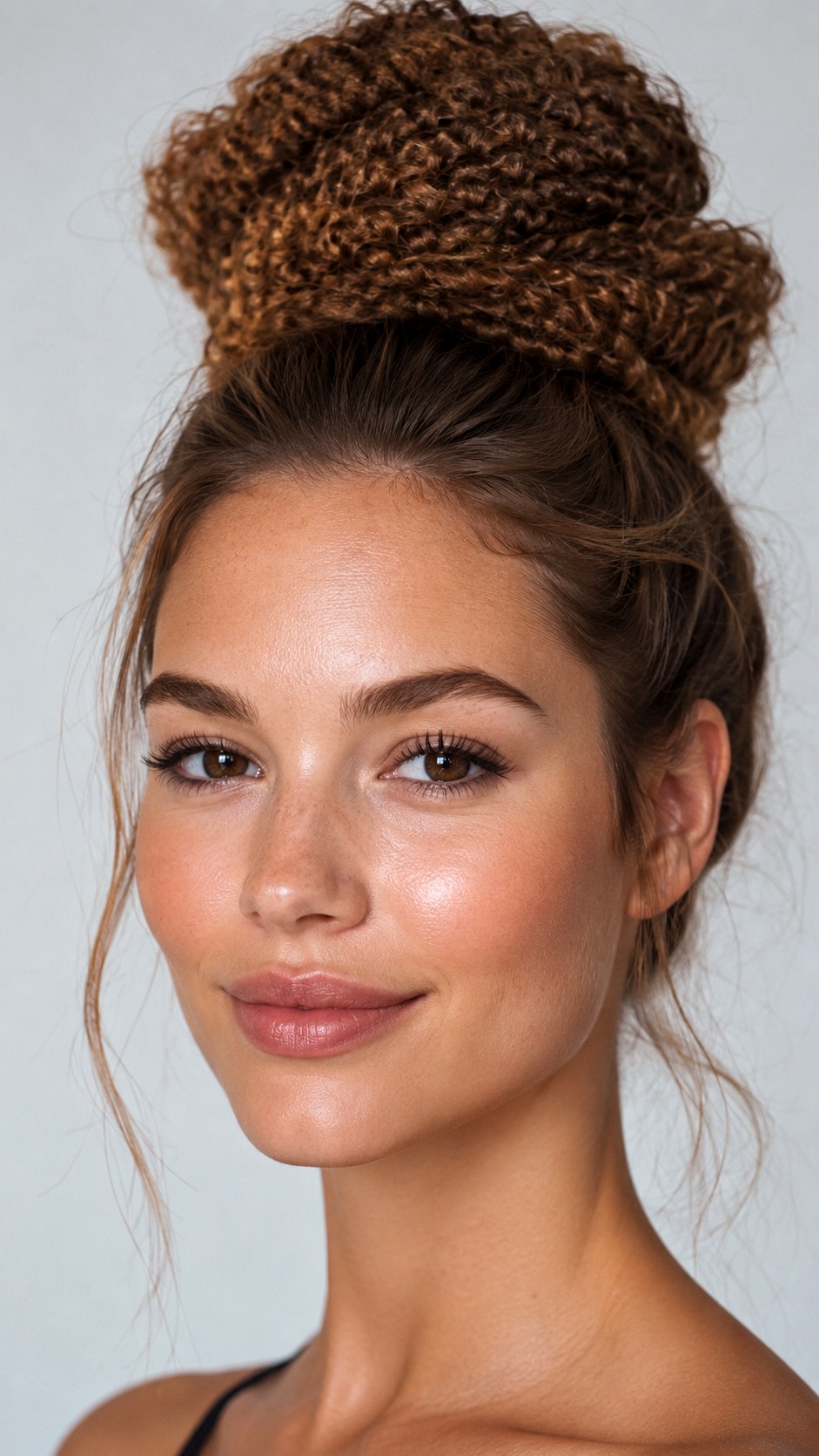 Crimped Hair High Bun Style - 25 y2k bun hairstyle ideas