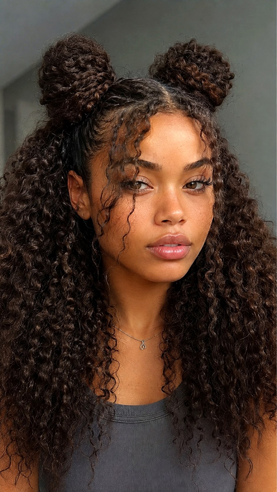 Crimped Texture Space Buns - 22 space bun hairstyle ideas