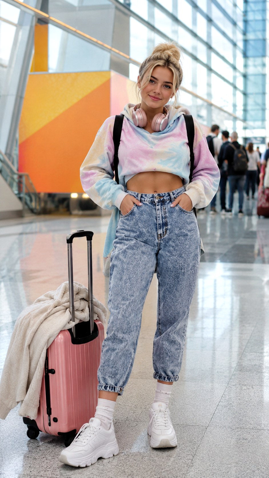 Crop Hoodie and Acid Washed Jeans Outfit - 21 Acid Washed Jeans outfit Ideas