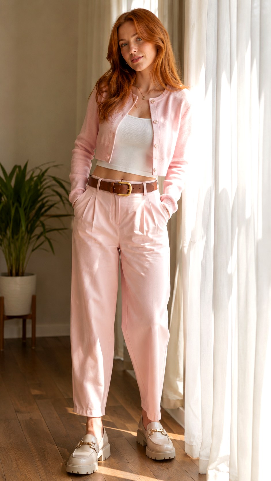 Cropped Cardigan With High Waisted Trousers - 25 Indie Aesthetic Outfits Ideas