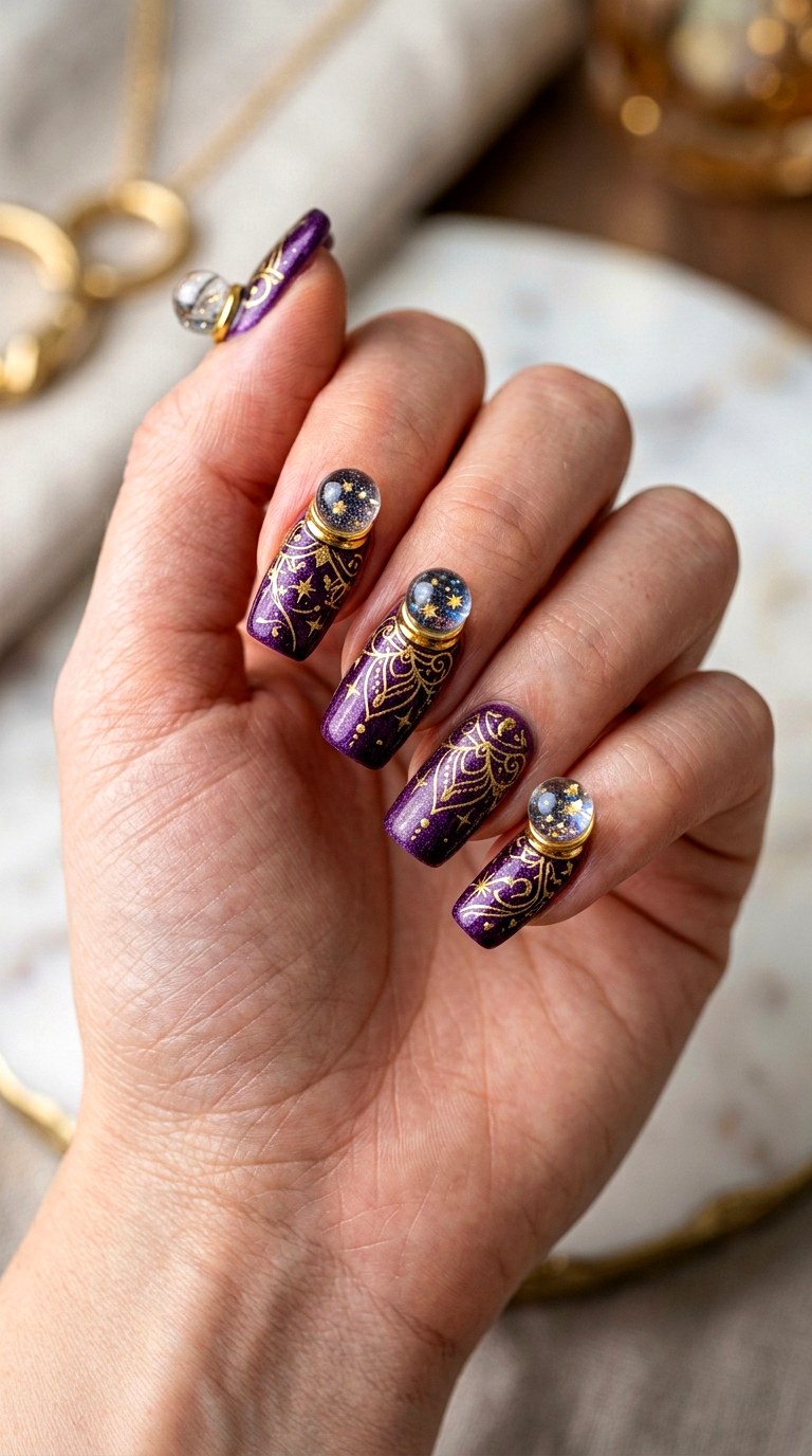 Crystal Ball Fortune Teller Nails - 21 halloween nail inspo ideas