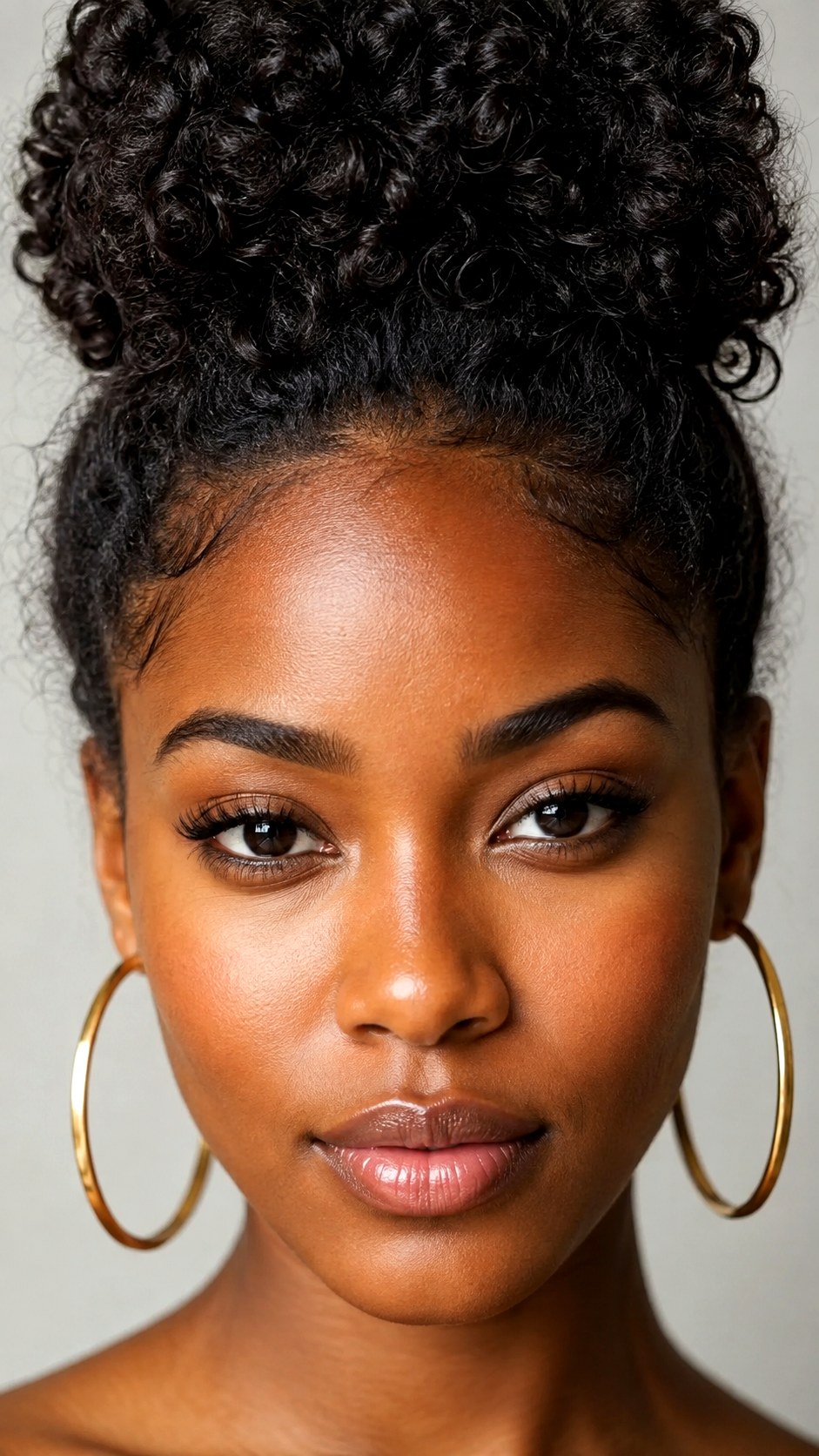 Curly Top Knot Natural Vibe - 21 bun hairstyle ideas