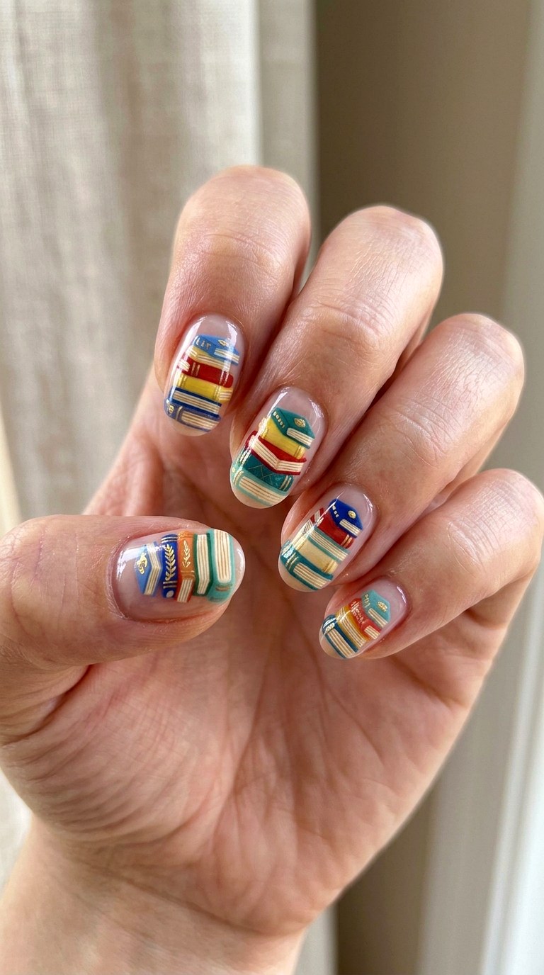 Cute Book Stack Nails - 23 cute back to school nail ideas