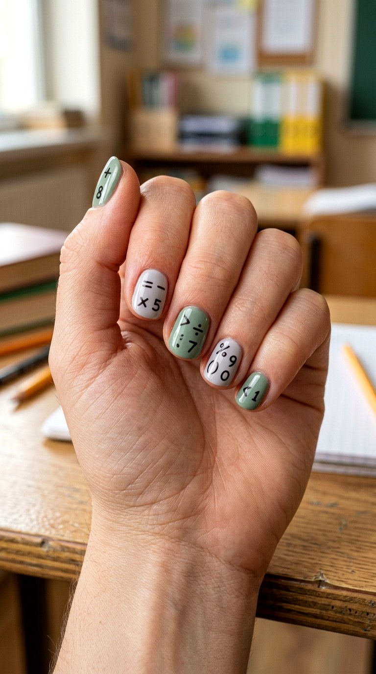 Cute Calculator Number Nails - 23 back to school nail art inspiration ideas